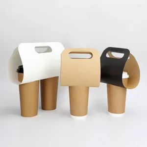 Cadeau cadeau porte-gobelet portable jetable papier kraft créatif simple double emballage pour café lait thé à emporter