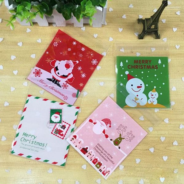 Emballage cadeau bricolage 100 pièces auto-adhésifs biscuits de Noël bonbons paquet sacs Cellophane