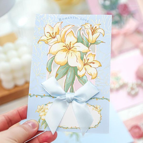 Cadeau cadeau bricolage carte de voeux 3D avec enveloppes en papier petites plantes romantiques fraîches et cartes postales de festival de fleurs pour les amis enseignants