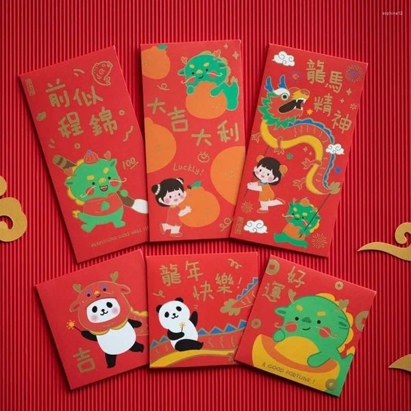 Enveloppe de cadeau CARDIAGE CARDE Emballage Dragon Chinois Enveloppe Red Greeting 2024 Year Spring Festival Supplies