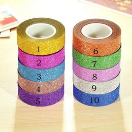 Geschenkwikkeling DIY Handgemaakte Decoratieve stickers Zelfklevende Party Supplies Home Decor Verpakking Tape Kleur Flash Powder Tapes Washi Glitter