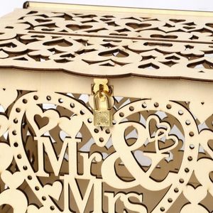 Geschenkwikkeling DIY Wedding Mr Mrs Wooden Card Money Box Case met Lock Rustic Beautiful Beautiful