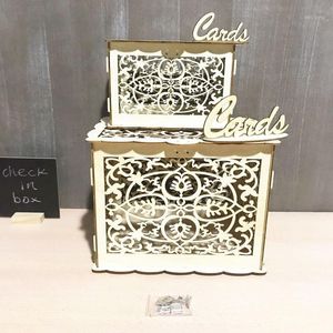 Geschenkwikkeling DIY Wooden Mr. Lady Knot Wedding Card Box Geldbrief Teken in wenstassen met handles1