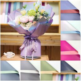 Emballage Cadeau Double Face Couleur Fleuriste Papier 60X60Cm 20Pcs / Pack Fleurs Imperméables Emballage Bouquet De Fleurs Fournitures Drop Delivery Home Dhsyd