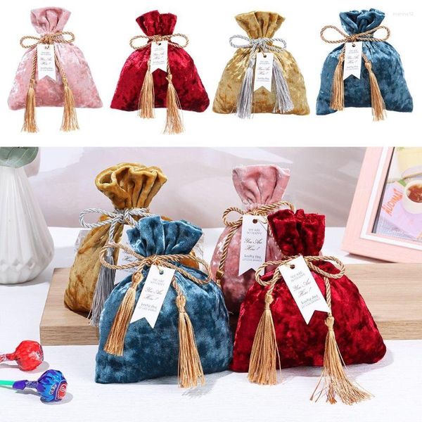 Emballage cadeau Dust Protect Trendy Portable Tassel Bag Bags Velvet Candy Drawstring Pocket Pouches