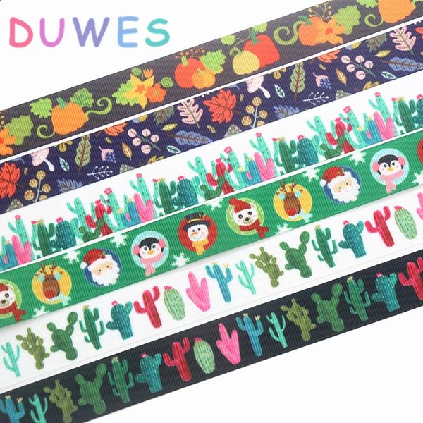 Envoltura de regalo Duwes 50 yardas Caída Cactus Navidad Impreso Grosgrain Cinta Accesorio Hairbow Headwear Decoración Venta al por mayor OEM D1047 231109