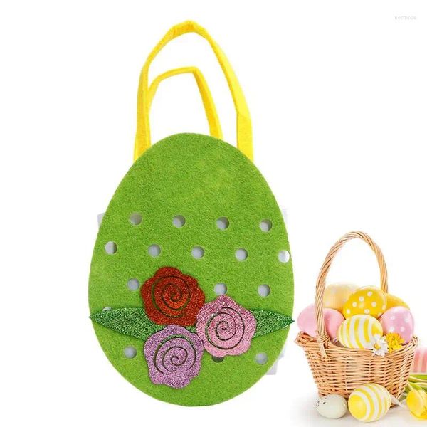 Envoltura de regalo Bolsas de Pascua con asas Cesta de fieltro colorida Tote Caza de huevos decorativa para niños Fiesta divertida Favor Goodie