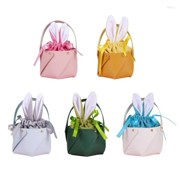 Emballage cadeau panier de Pâques chasse aux oeufs seau pour enfant mignon sac de rangement en cuir jouet sac à main