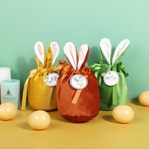 Geschenkwikkel Easter Day Decoratie Cartoon Ears Velvet Candy Bag Gifts For Kids Tote Doek Gelukkige verjaardagsfeestje Gunstzakken