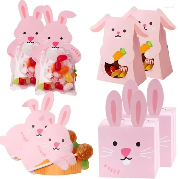 Gift Wrap Pâques Décoration 2024 Boîtes de bonbons mignons Kids Kids Favors Gifts Packaging Treat Sac pour les fournitures de décoration de fête heureuses