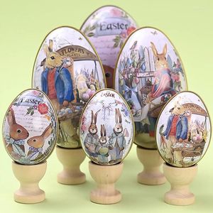 Geschenkwikkel Easter Ei Tinplate Box Gedrukte metalen Vulbare Tin Packaging Candy Chocolate 2024 Gelukkige feestartikelen