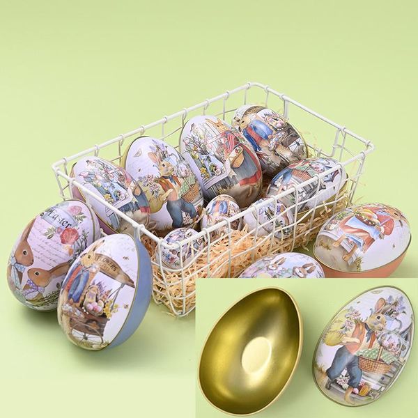 Emballage cadeau Oeufs de Pâques en forme de boîte Boîtier en métal Bonbons Décoration de fête heureuse Emballage d'anniversaire pour enfants