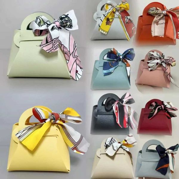 Gift Wrap Pâques Eid Wedding Leather Sac Mini Box Box Sac à main pour les invités avec un emballage de ruban pour distribuer des cadeaux de fêteq240511