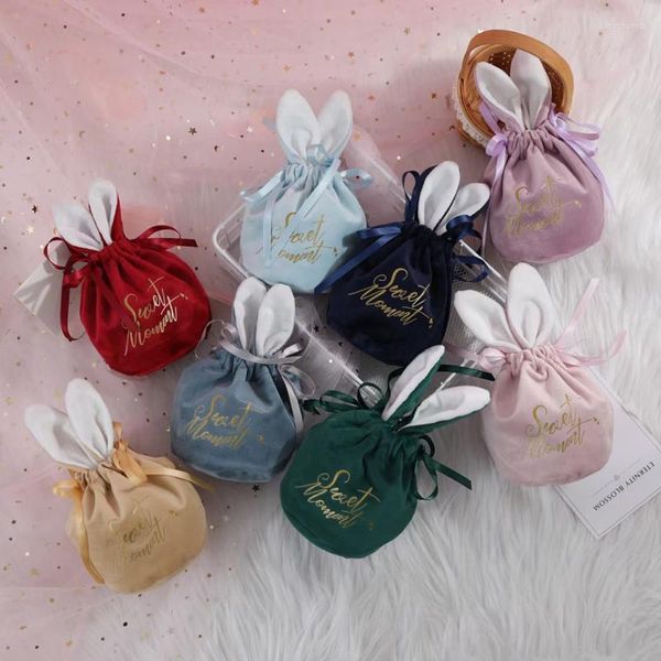 Emballage cadeau sac de flanelle de Pâques dessin animé Animal coton boîte d'emballage avec Logo boîtes à bonbons pour faveur de mariage fête de douche de bébé