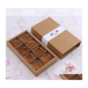 Geschenkwikkeling eggyolk Puff Patry Packaging Boxes 8 Caps Moon Cake Biscuit Box For Wedding Festival Party Drop Delivery Home Garden Fe Dh9nd