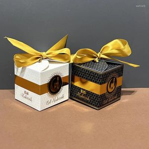 Envoltura de regalo Eid Mubarak Caja Bronceadora Cinta Cuadrada Papel Caramelo Galleta Musulmana Suministros para fiestas