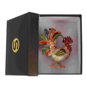 Cadeau Wrap Émail Coq Porte-bijoux Mini Charnières Artisanat Vintage Commode Décor Cas Voyage Maquillage Conteneur Figurine Bracelet Boîte