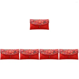 Emballage cadeau Enveloppes Rouge Chinois Enveloppe Mariage Hongbao Tissu Argent Bao Hong Paquets Soie Cash Shower Cartes De Mariée Cadeaux Toutes Les Occasions