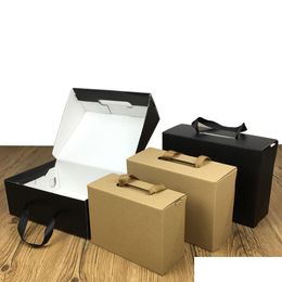 Geschenkwikkel Milieuvriendelijk Kraft Paper Box Zwart/Bruine opvouwbare doosverpakking Geschikt voor kledingschoenen LZ1940 Drop Deli Dhrih