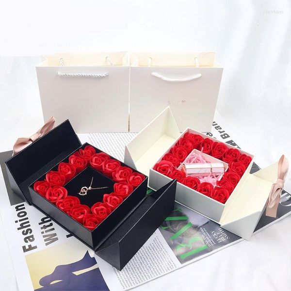 Emballage cadeau Roses éternelles boîte à bijoux cadeaux d'anniversaire pour elle femme femme maman petite amie anniversaire fête des mères Saint Valentin Noël