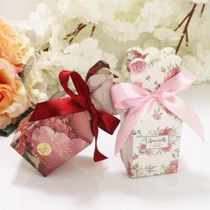 Envoltura de regalo Estilo europeo Caja de dulces Boda Fiesta de cumpleaños Favor Florero con cinta Decoración Embalaje Recuerdos para invitados
