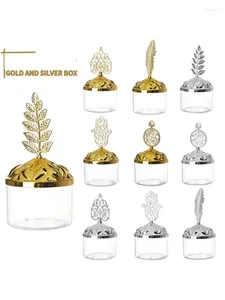 Geschenkwikkeling Europese stijl Creative Wedding Candy Box Electroplated Gold Silver Color met deksel Plastic cirkelvormige voedselverpakking