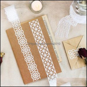 Emballage Cadeau Événement Fête Fête Fournitures Jardin3.5Cm 1M 1 Pcs Blanc Dentelle Évider Conception Washi Ruban Adhésif Bricolage Scrapbook Masquage Maison De