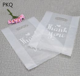 Emballage cadeau événement fournitures de fête maison jardin livraison directe 2021 100 pièces translucide merci sacs en plastique faveur de fête de mariage sacs de vente au détail pour