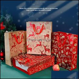 Emballage cadeau événement fête fournitures fête maison jardin papier sac de noël bonbons biscuit présent enveloppes arbre étiquette sac à main poignées durables Goodie