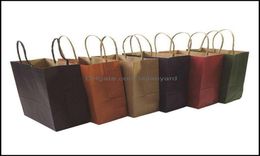 Emballage cadeau Fournitures de fête d'événement Festive Home Garden 40pcs Sac en papier kraft à la mode avec handleshop sacs de Noël Brown Packi4314993