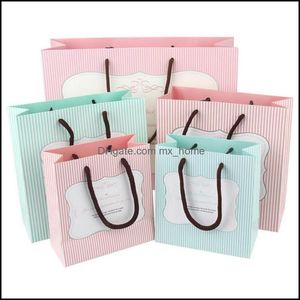 Geschenkwikkeling Evenement Feestartikelen Feestelijke huizentuin Gestreepte senior Kraft Paper Bags Festival Pakbag Winkel Diy Mtifunction Candy Food Dr DR