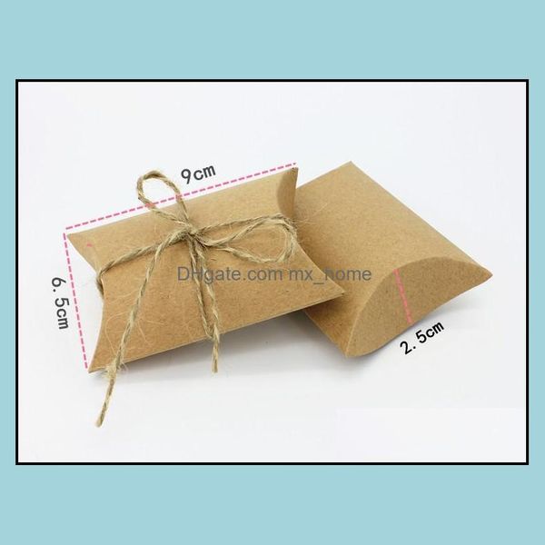 Emballage cadeau événement fête fournitures fête maison jardin gros-Vintage blanc kaki corde bonbons chocolat boîte de papier pour anniversaire mariage décor