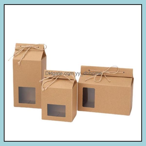 Emballage cadeau événement fête fournitures fête maison jardin thé emballage boîte carton Kraft papier plié alimentaire Dhqid