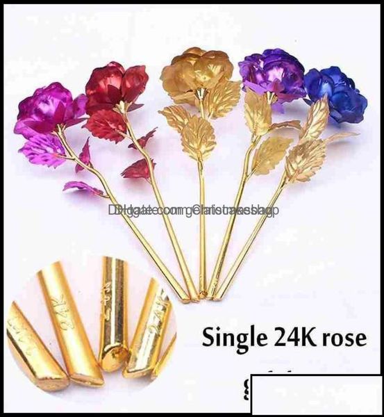 Gift Wrap Event Party Supplies Festive Home Garden 24k Gold Plated Rose with Love Holder Box Valentin Mothers Form Us Died Ship9481468