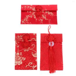 Emballage cadeau tissu Style chinois enveloppe rouge année sac d'argent pochette enveloppes décoratives tissu Chic exquis paquet sac à main de mariage