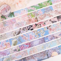 Geschenkwikkeling Fashion Flower Washi Tape Cherry Blossoms Paper Sticker voor DIY Scrapbooking Handgemaakte ambachten benodigdheden