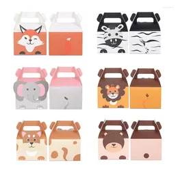 Boîte de faveur enveloppante pour les enfants Fête d'anniversaire 5pcs Animal Elephant Lion chien Zebra Bear Candy Sacs