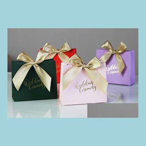 Emballage cadeau faveurs bonbons boîte sacs avec ruban chocolat fête bonbons faveurs Vintage fiançailles anniversaire décoration goutte De Dhleg