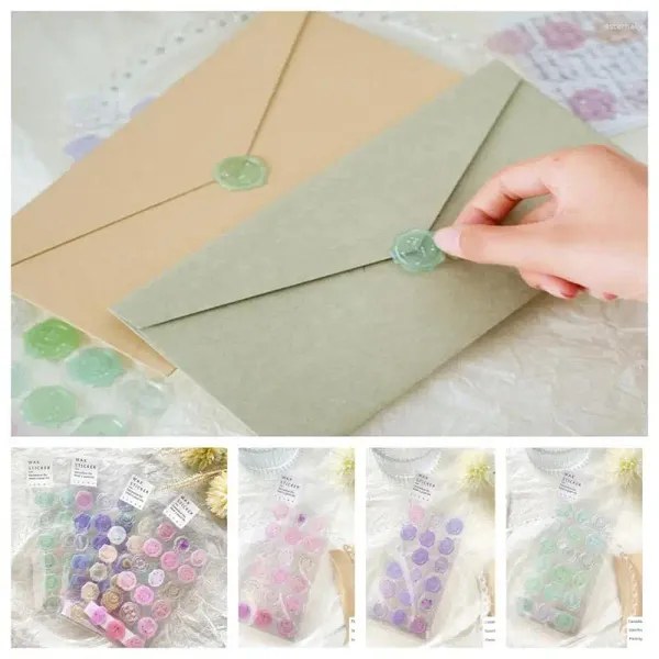 Emballage cadeau Autocollant de sceau de peinture de feu Série de livres illustrés de bonbons Enveloppe transparente Décoration de compte à main