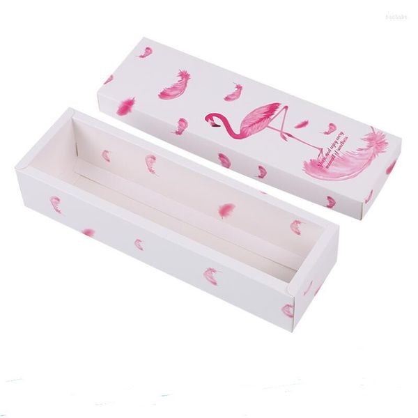 Emballage cadeau Flamingo / Marbre / Plume Motif Boîte d'emballage en papier Nougat Cookies Boîtes en carton de mariage LX8371