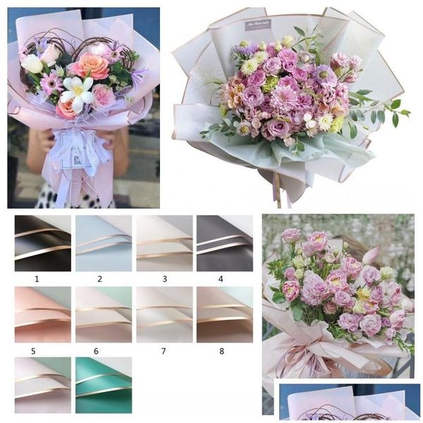 Emballage Cadeau Fleuriste Papier 20Pcs / Lot 58X58Cm Bouquet De Fleurs Fournitures Étanches Mariage Saint Valentin Présent Décor Drop Delivery Home Gard Dhnsb