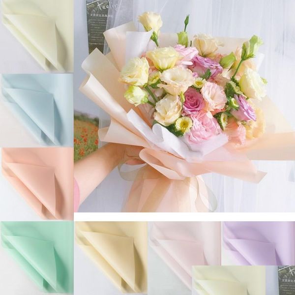 Emballage Cadeau Fleuriste Papier 20Pcs / Lot 60X60Cm Bouquet De Fleurs De La Saint-Valentin Fournitures Étanches Drop Delivery Home Garden Festive Part Dh6Wg