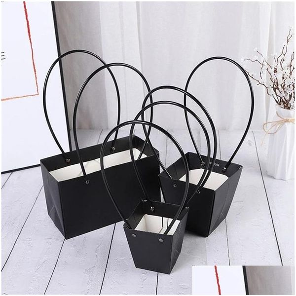 Emballage cadeau panier de fleurs avec poignée Pvc sacs en papier boîte bijoux emballage Portable pratique livraison directe maison jardin fête fête Suppli Otsfc