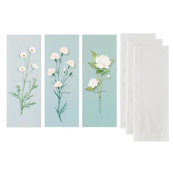 Papel de regalo Flor Patrón Carta Pad Sobres Set 3 piezas Sobre 3 hojas Mensaje de papel Tarjeta de felicitación Regalo estacionario