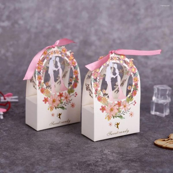 Fleur d'enveloppe-cadeau Petit emballage pour la fête de mariée invités Boîtes à bonbons Boîte de mariage Favors