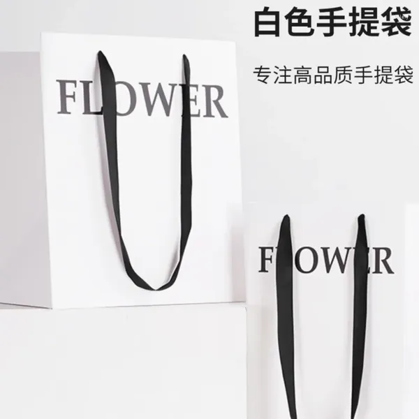 Enveloppe cadeau fleur sac blanc tote