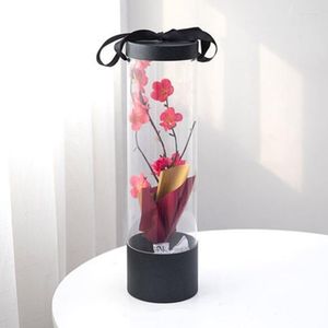 Geschenkwikkeling Bloempakbox PVC Transparante cilinder enkele rozen boeketkast voor Valentijnsdag Verjaardag Bloemverpakking 667A