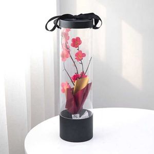 Emballage cadeau Boîte-cadeau d'emballage de fleurs PVC Cylindre transparent Étui de bouquet de roses simples pour l'emballage floral d'anniversaire de la Saint-Valentin 667A J230224