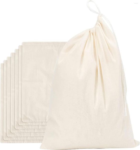 Papel de regalo FOCCIUP 10 piezas 8x10 pulgadas bolsas de muselina reutilizables con cordones bolsita de algodón para joyería favores de fiesta