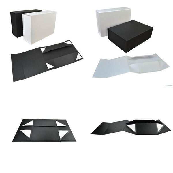 Enveloppe cadeau pliable noire blanche Hard Boîte avec fermeture magnétique couvercle de faveur Boîtes de chaussures pour enfants Rangement 22x16x10cm LX3806 Drop délivre Dhhul
